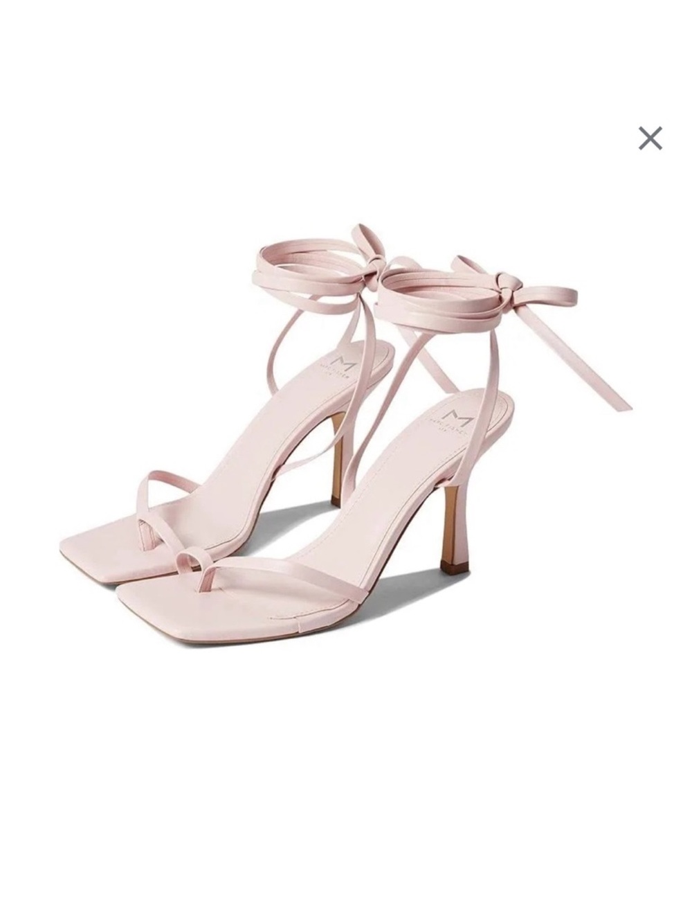 New! Marc Fisher Dominic Ankle Tie Pink Square-Toe Stiletto Sandals